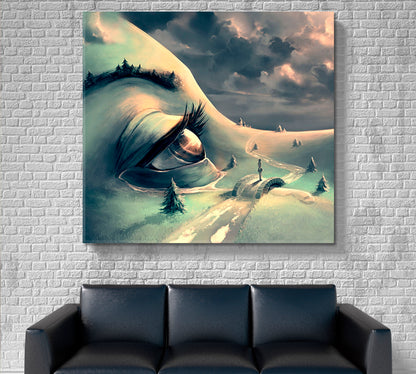 LANDSCAPE ON FACE Beautiful Surreal Artwork Surreal Fantasy Large Art Print Décor Artesty   