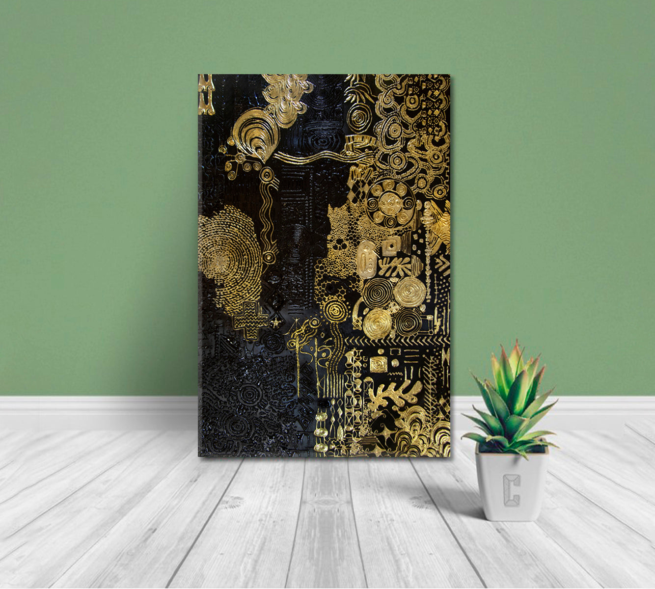 BLACK AND GOLD Abstract Modern Contemporary Art Artesty   