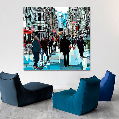 New York City Street Abstract Poster Cities Wall Art Artesty 1 Panel 12"x12" 