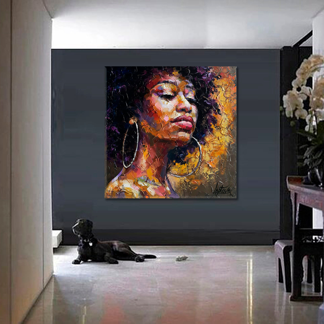 GODDESS COURAGE  Female Inner Beauty and Wisdom African Woman - Square Panel African Style Canvas Print Artesty   