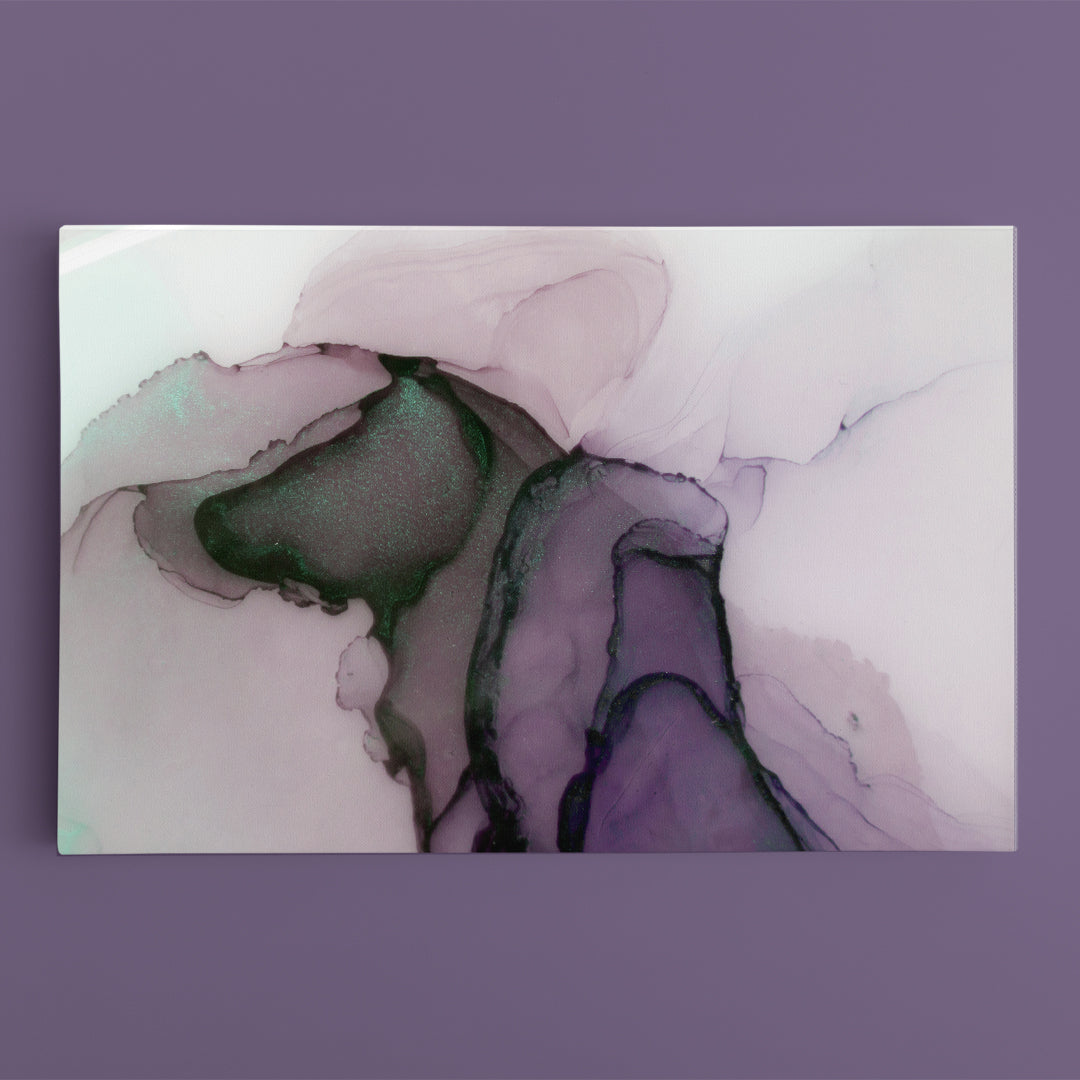 Beautiful Pastels Abstract alcohol ink Purple Green Fluid Art, Oriental Marbling Canvas Print Artesty 1 panel 24" x 16" 