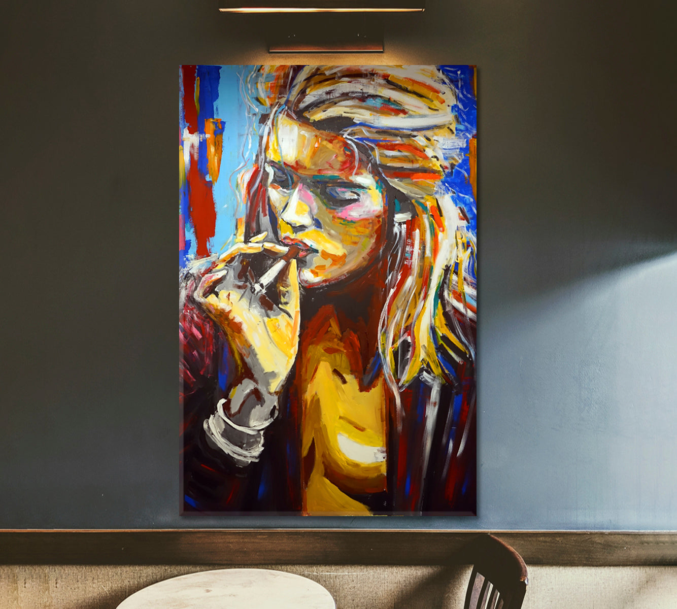 INNER-CITY QUEEN | Smoking Girl Modern Poster Grunge Canvas Print - Vertical Fine Art Artesty   