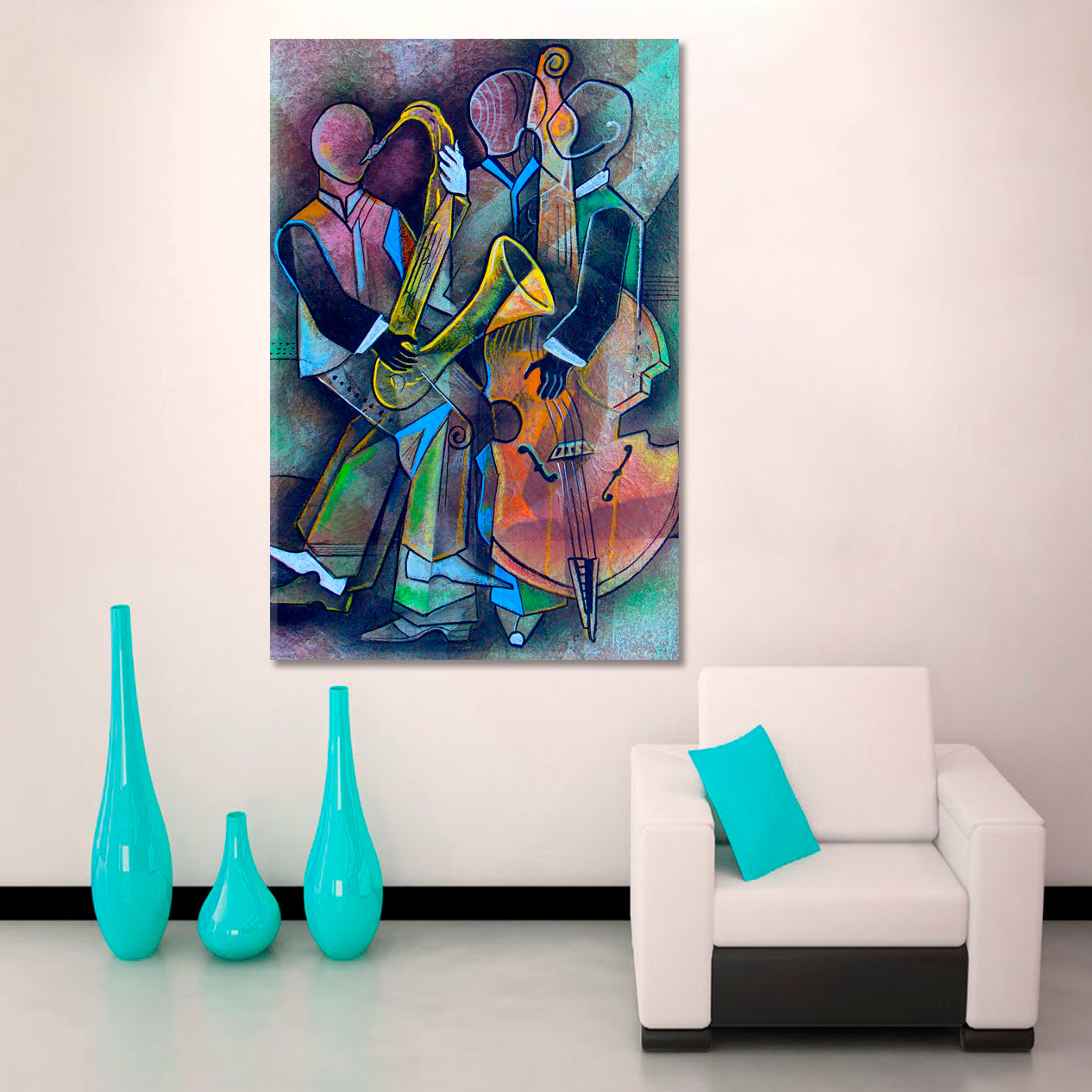 JAZZ BAND Musicians Cubism Picasso Style Artistic Abstract Music Wall Panels Artesty   