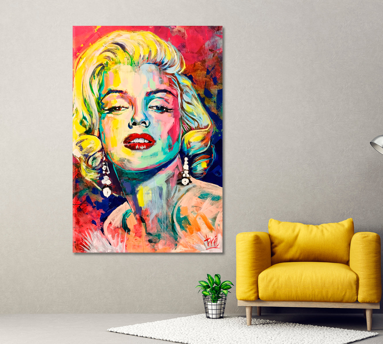 MARILYN MONROE Modern Style Trendy Canvas Print - Vertical Fine Art Artesty 1 Panel 16"x24" 