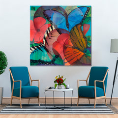 BUTTERFLY Abstract Blue Red Turquoise Abstract Art Print Artesty   