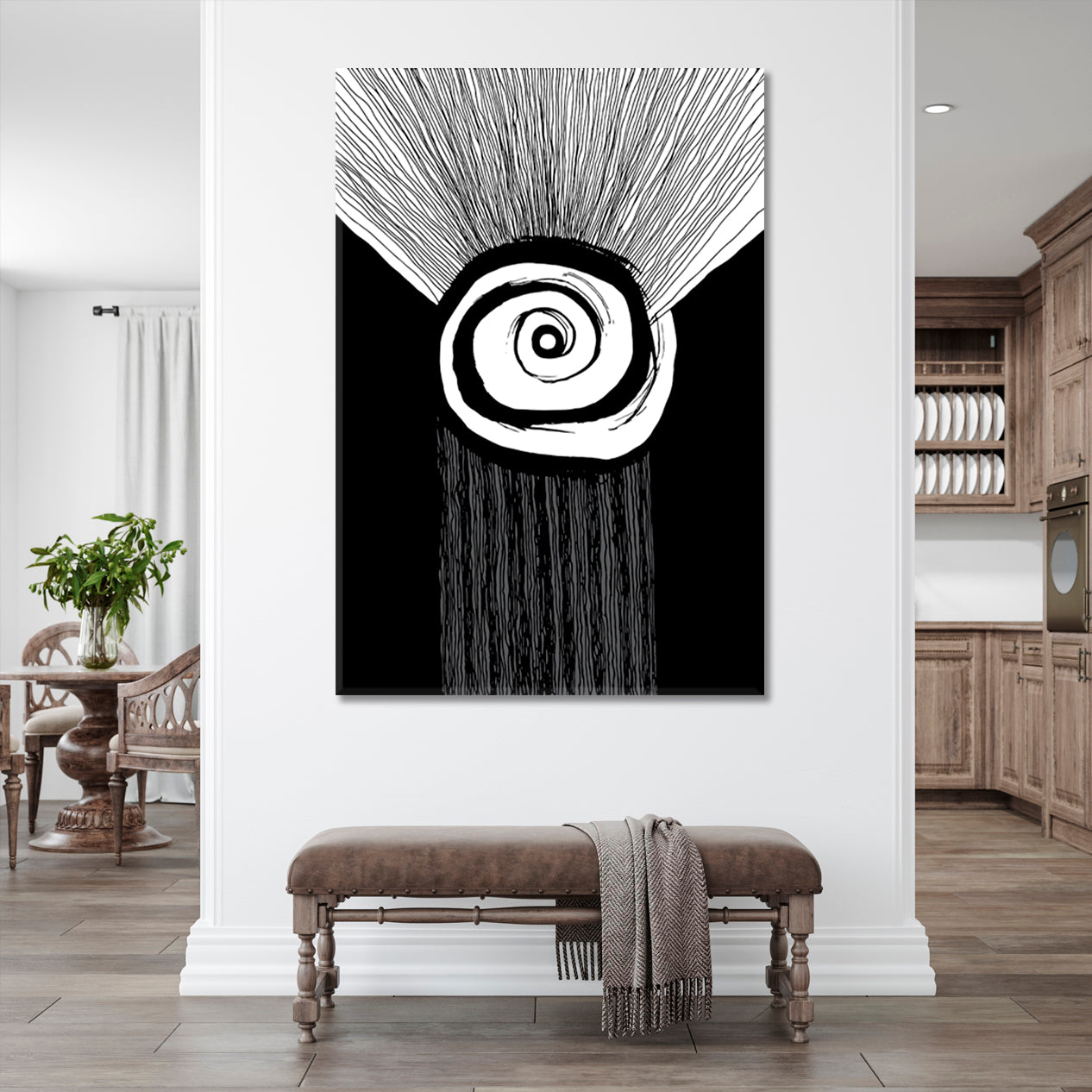 Simple Abstract Swirls Lines Black White Painting Abstract Art Print Artesty   
