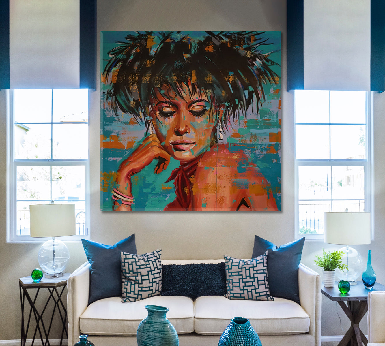 MISS ENIGMA | Abstract Art Grunge Street Art Style Canvas Print - Square People Portrait Wall Hangings Artesty   