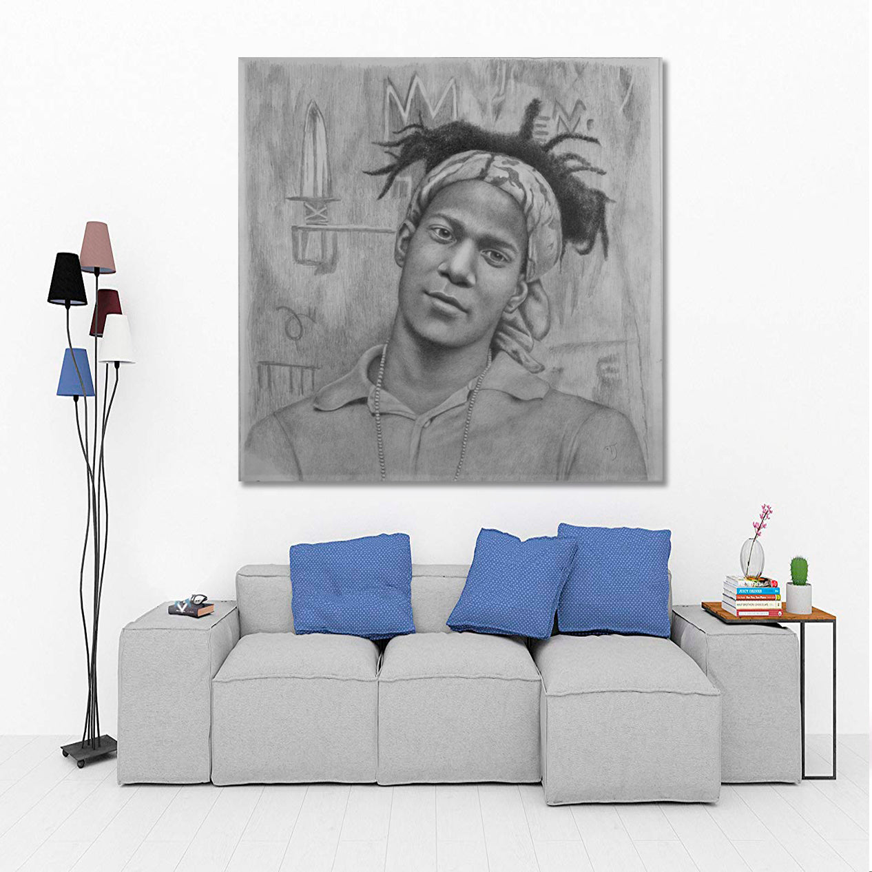 BASQUIAT PORTRAIT Jean Michel Basquiat Black And White - S Celebs Canvas Print Artesty   