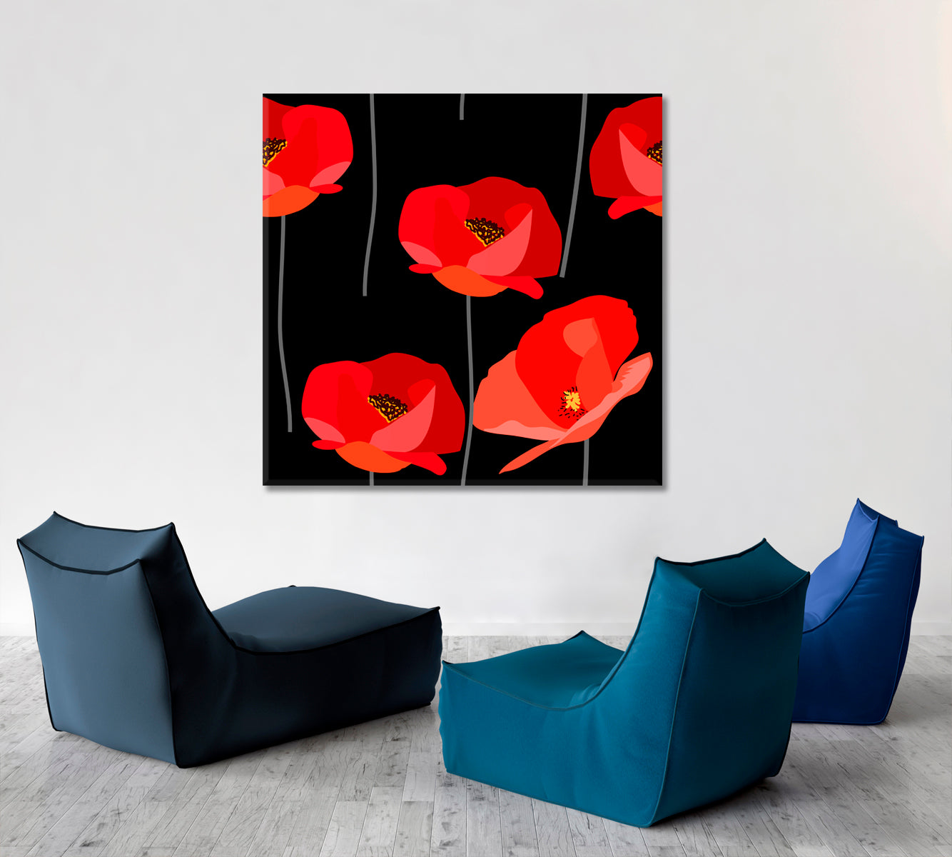 RED POPPIES Vivid Floral Pattern Poster Floral & Botanical Split Art Artesty   