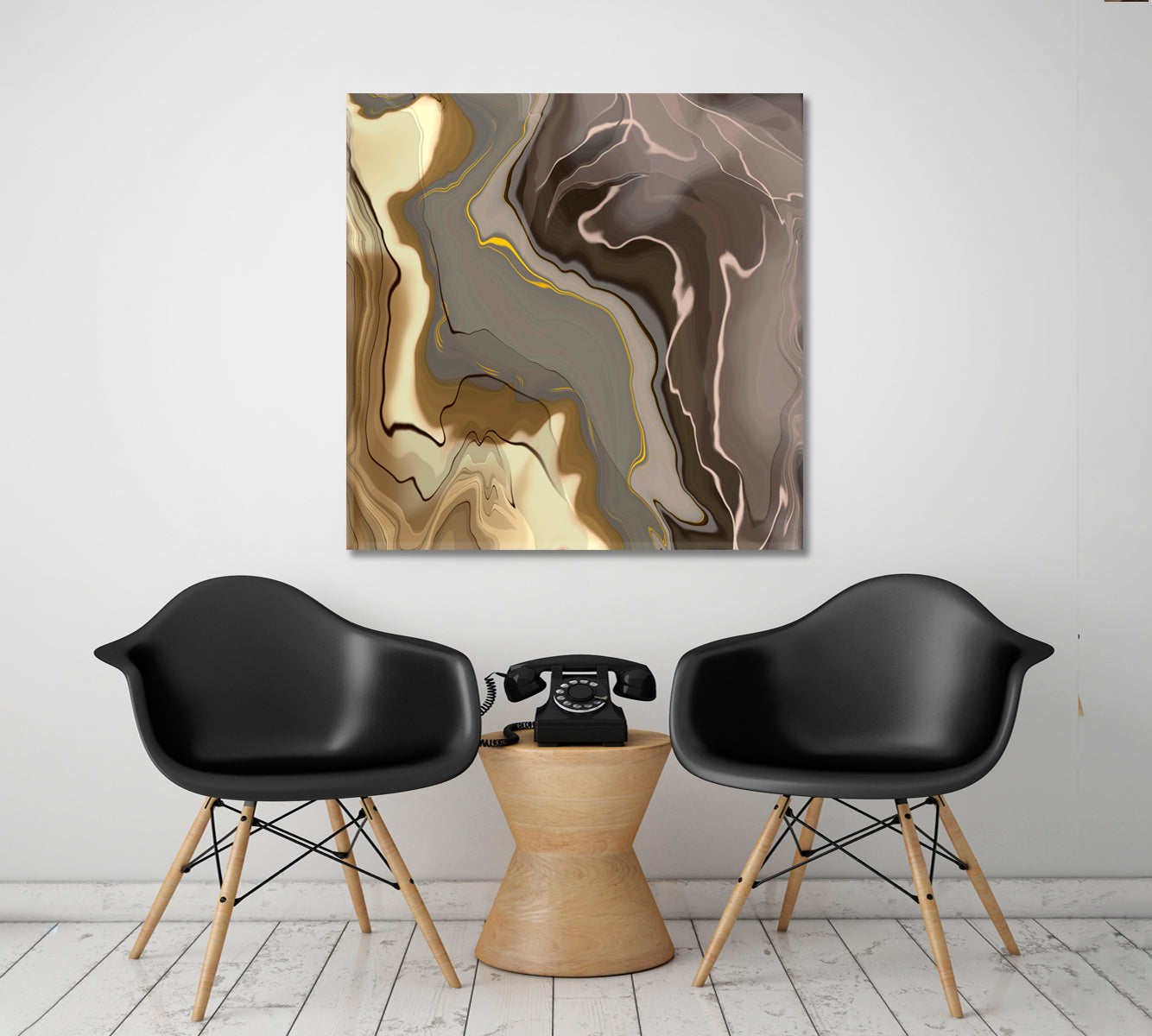 Abstract Beige Grey Brown Poster Fluid Art, Oriental Marbling Canvas Print Artesty   