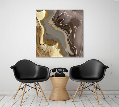 Abstract Beige Grey Brown Poster Fluid Art, Oriental Marbling Canvas Print Artesty   