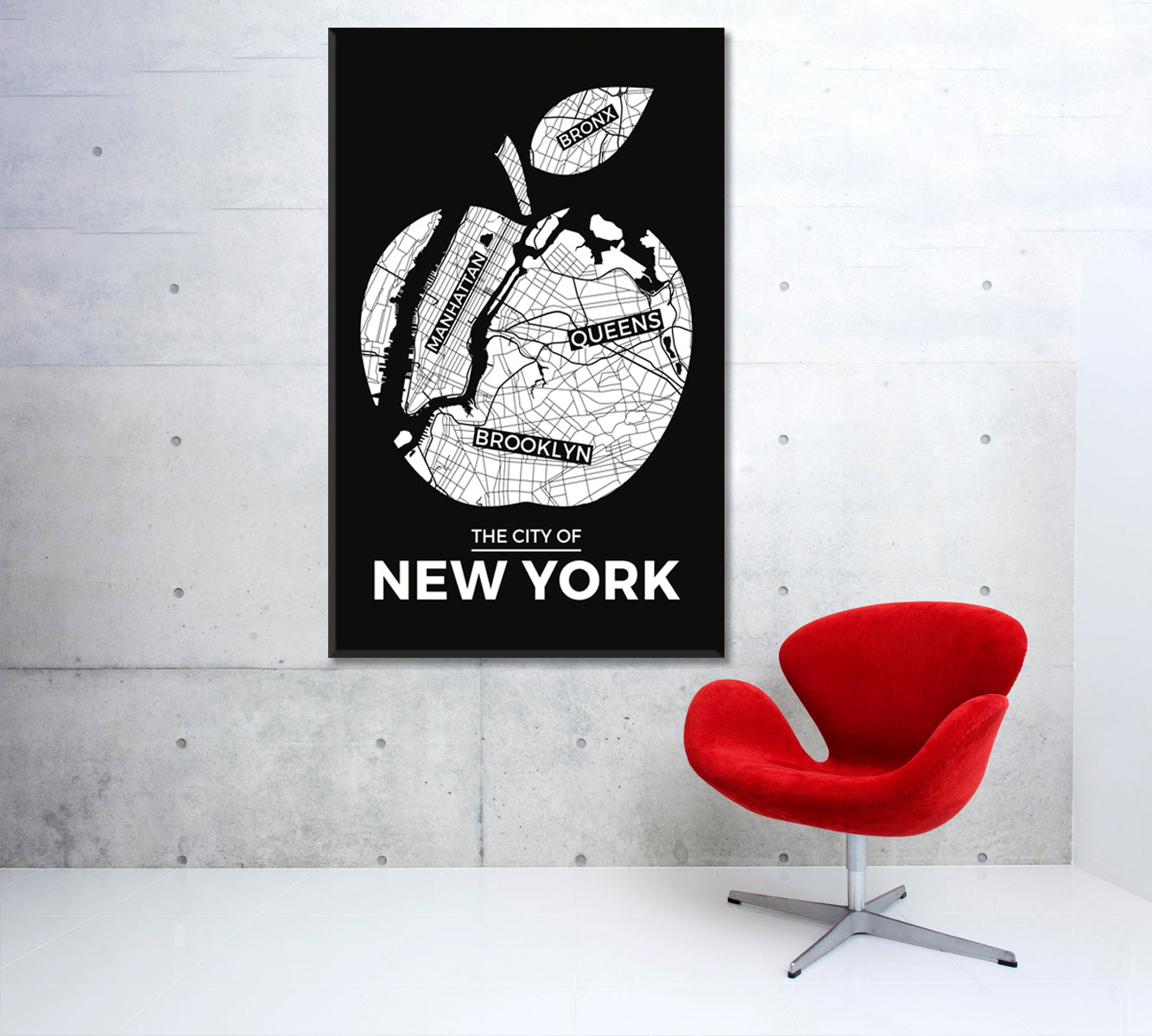 New York Big Apple Shape City Map Maps Canvas Artwork Artesty   