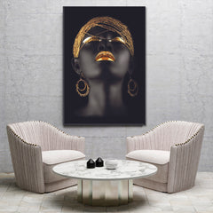 Black And Gold Beautiful African American Women Vertical Panel Beauty Salon Artwork Prints Artesty   
