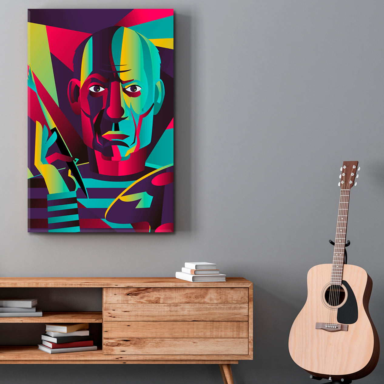 PABLO PICASSO Great Artist Portrait Abstract Colorful Expressionism Cubist Trendy Large Art Print Artesty   