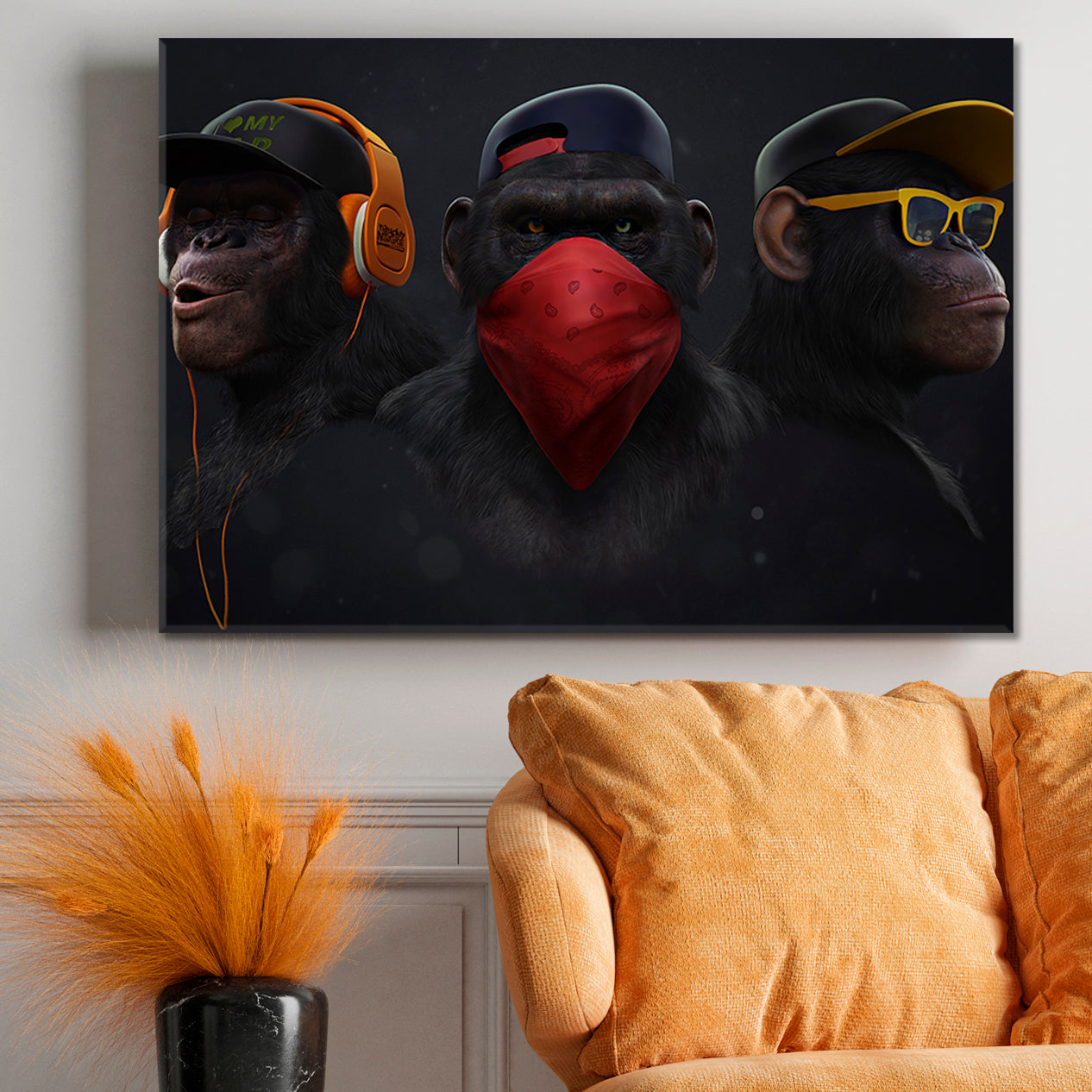 Three Wise Monkeys See No Evil Hear No Evil Speaks no Evil Animals Canvas Print Artesty   