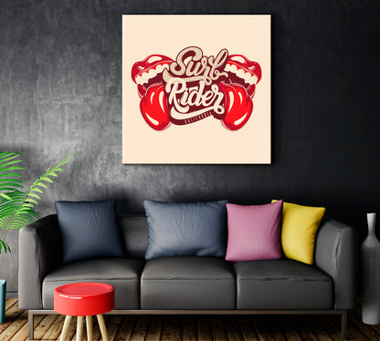 Surf Rider California Rock & Roll Mouth With Tongue Poster Pop Art Canvas Print Artesty   