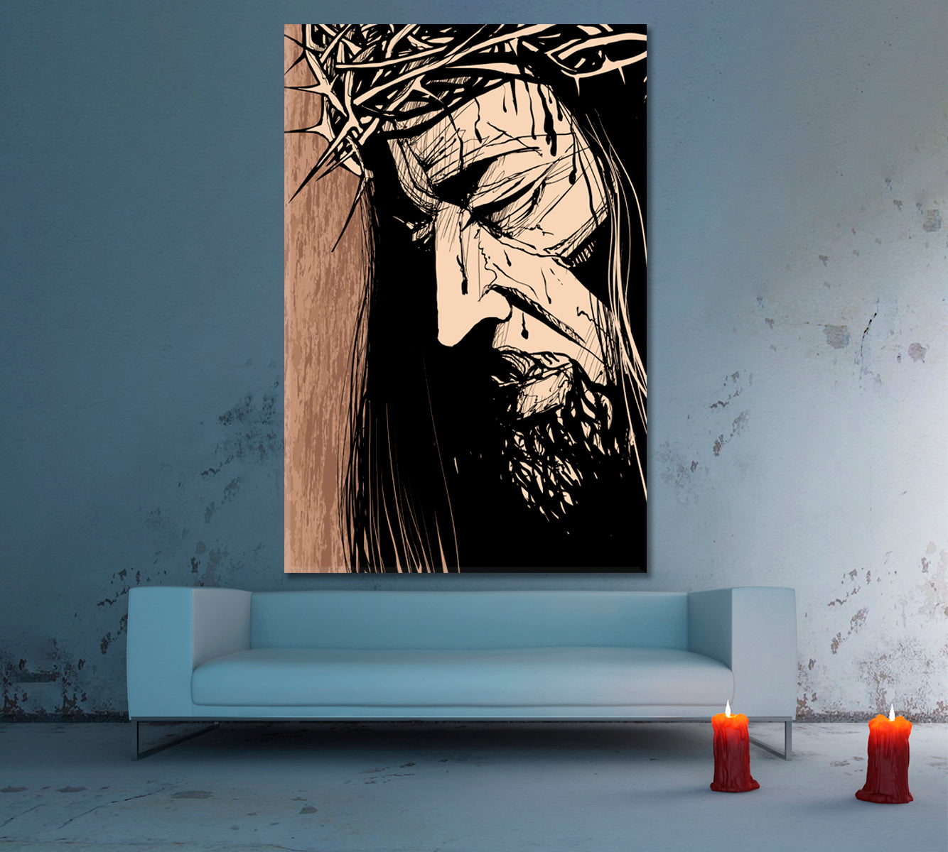 CHRIST'S FACE Jesus Christ Portrait Christian Religion Symbol - V Religious Modern Art Artesty   