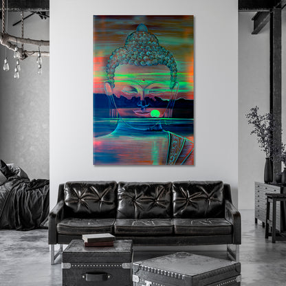 Buddha Face Meditation Beautiful Landscape Religious Modern Art Artesty   