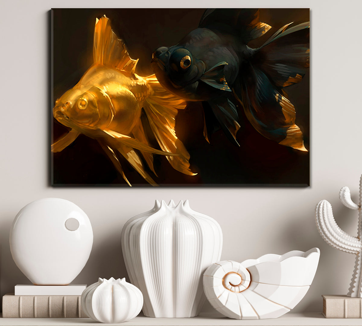 Goldfish That Grants Wishes Poster Nautical, Sea Life Pattern Art Artesty 1 panel 24" x 16" 