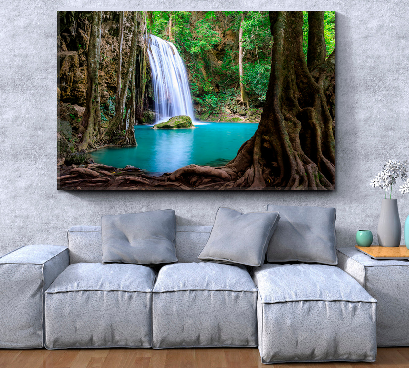 JUNGLE LIANA VINES Waterfall Cliff Erawan National Park Kanchanaburi Scenery Landscape Fine Art Print Artesty   