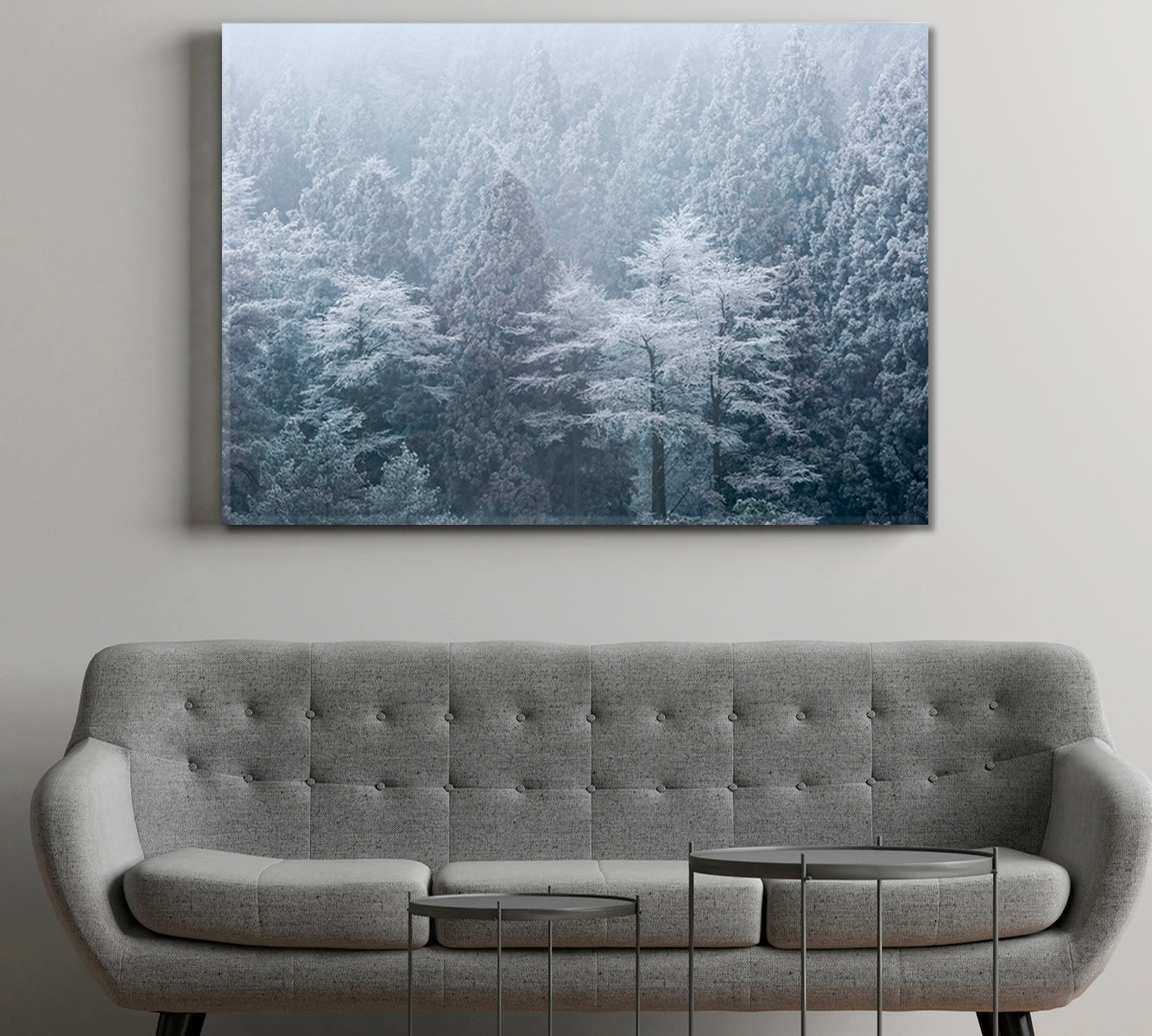 MISTY ENCHANTED MAGICAL FOREST Openwork Crown Lace Trees Nature Wall Canvas Print Artesty   