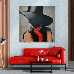 LADY Red Gloves Abstract Art Woman Portrait Fashion Canvas Print Artesty   