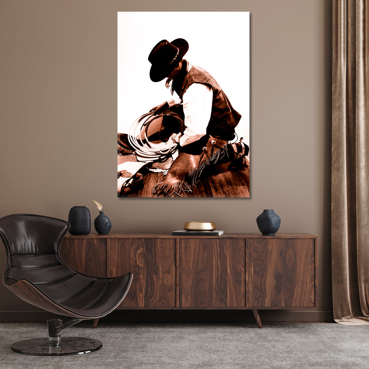 BUCKAROO Texas Ranger Great Basin Style Cowboy Way Buckaroo Wild Rags - V Vintage Affordable Canvas Print Artesty 1 Panel 16"x24" 