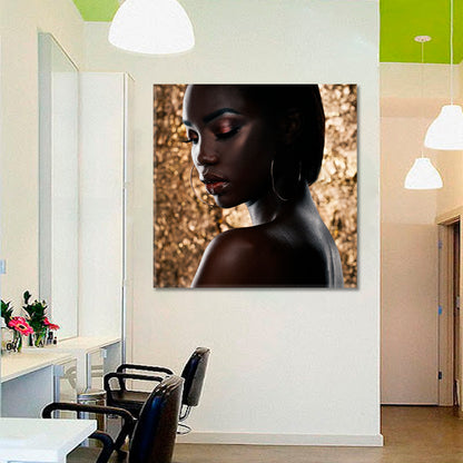 African Woman Gold Background Beauty Salon Artwork Prints Artesty   