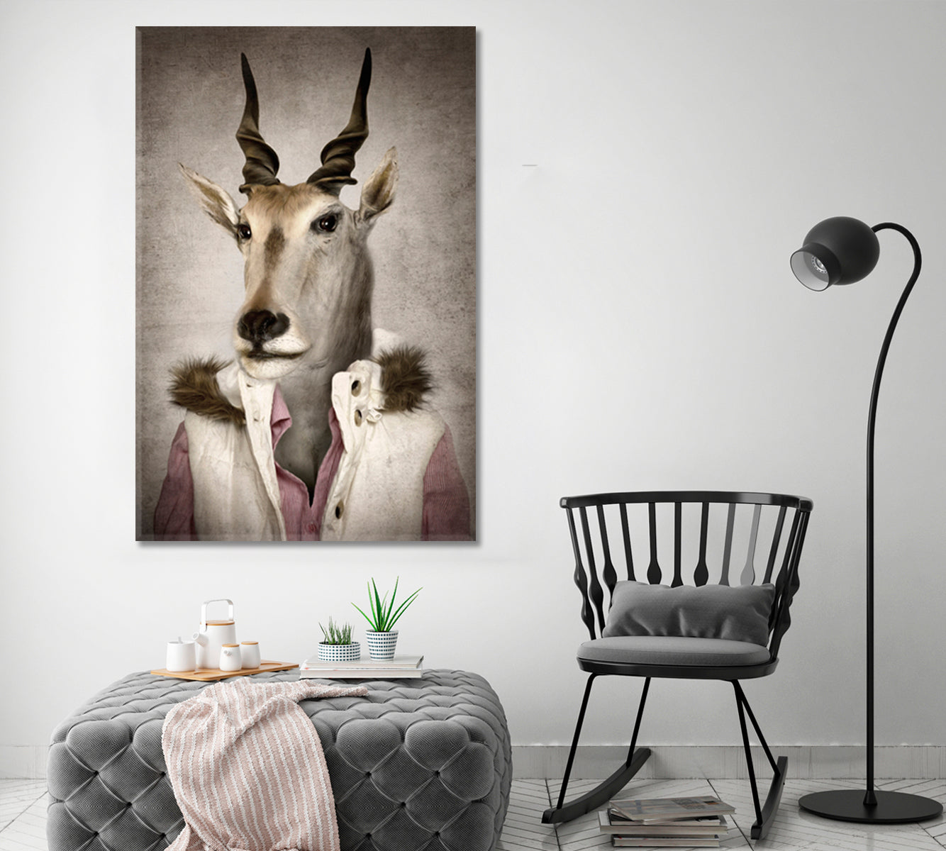 Stylish Hipster Animals Trendy Vintage Style Poster Animals Canvas Print Artesty   