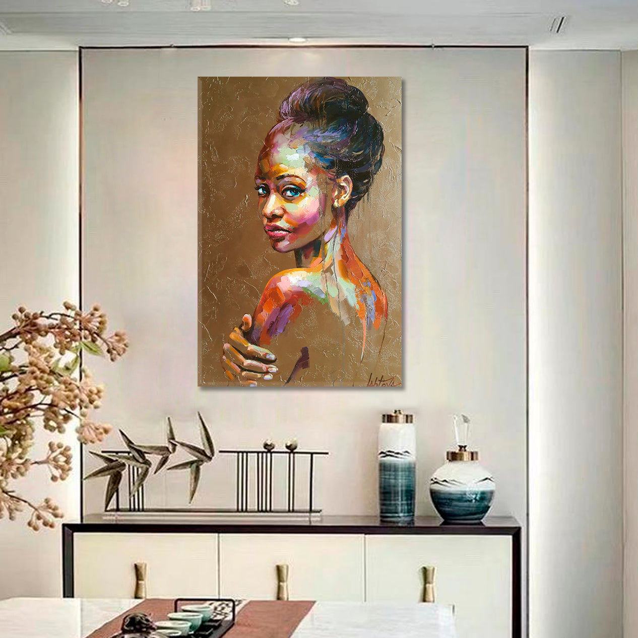 TENDER Beautiful Woman Refined Fine Art Canvas Print | Vertical Fine Art Artesty   