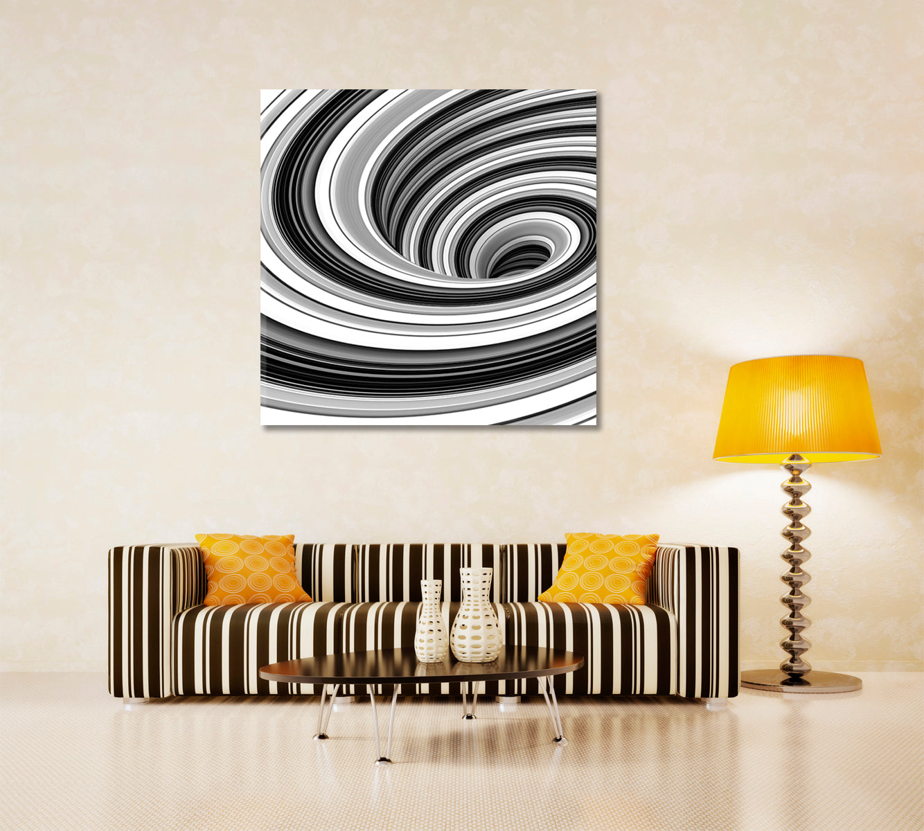 WHIRLPOOL Contrast Swirls Black And White Abstract Art Print Artesty   