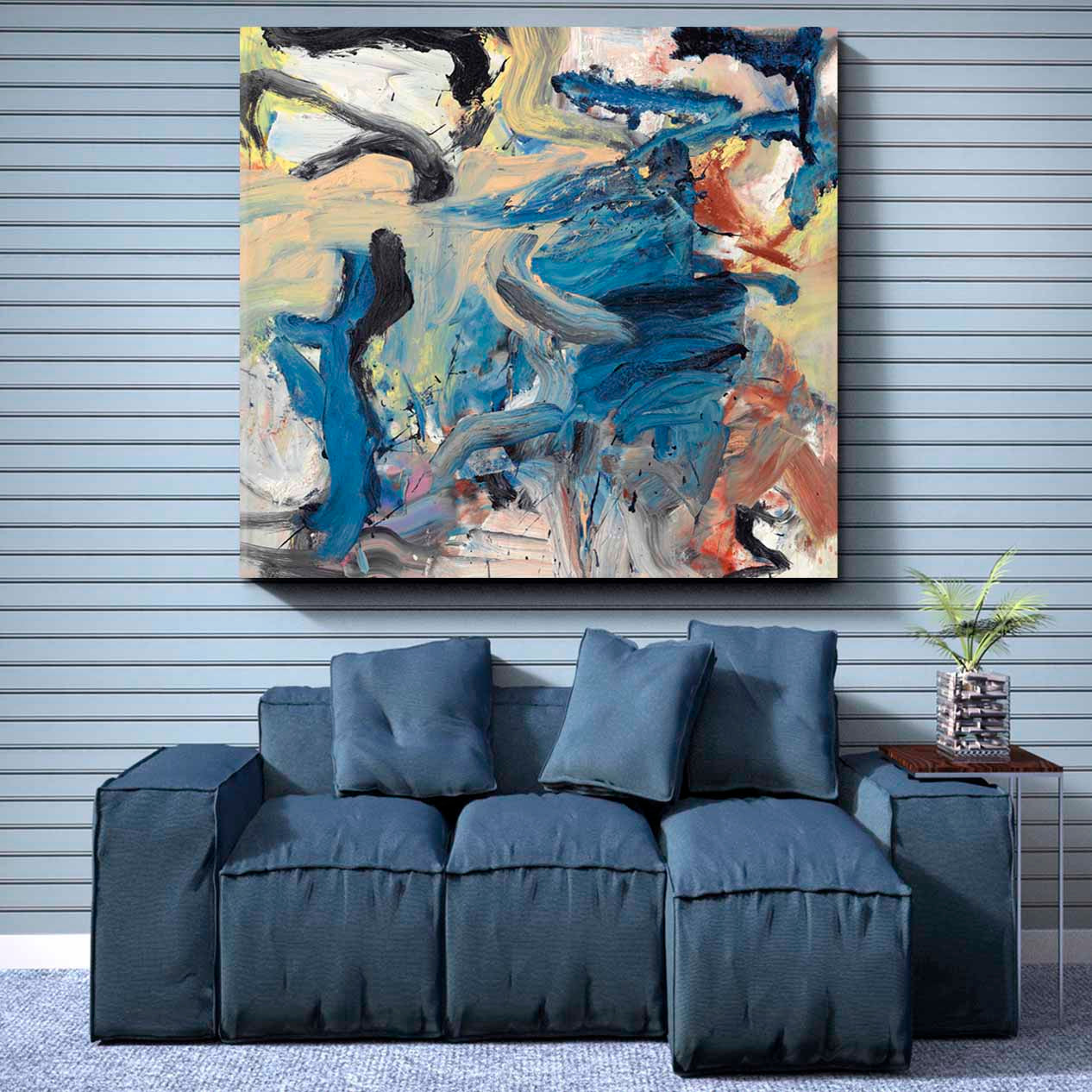 Abstract Colorful Expressionism Willem De Kooning Style Abstract Art Print Artesty 1 Panel 12"x12" 