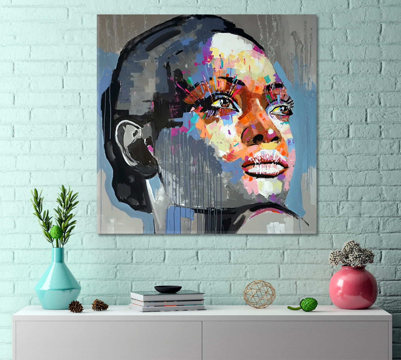 MISS MAGIC Abstract Art Grunge Street Art Style Canvas Print - Square People Portrait Wall Hangings Artesty   