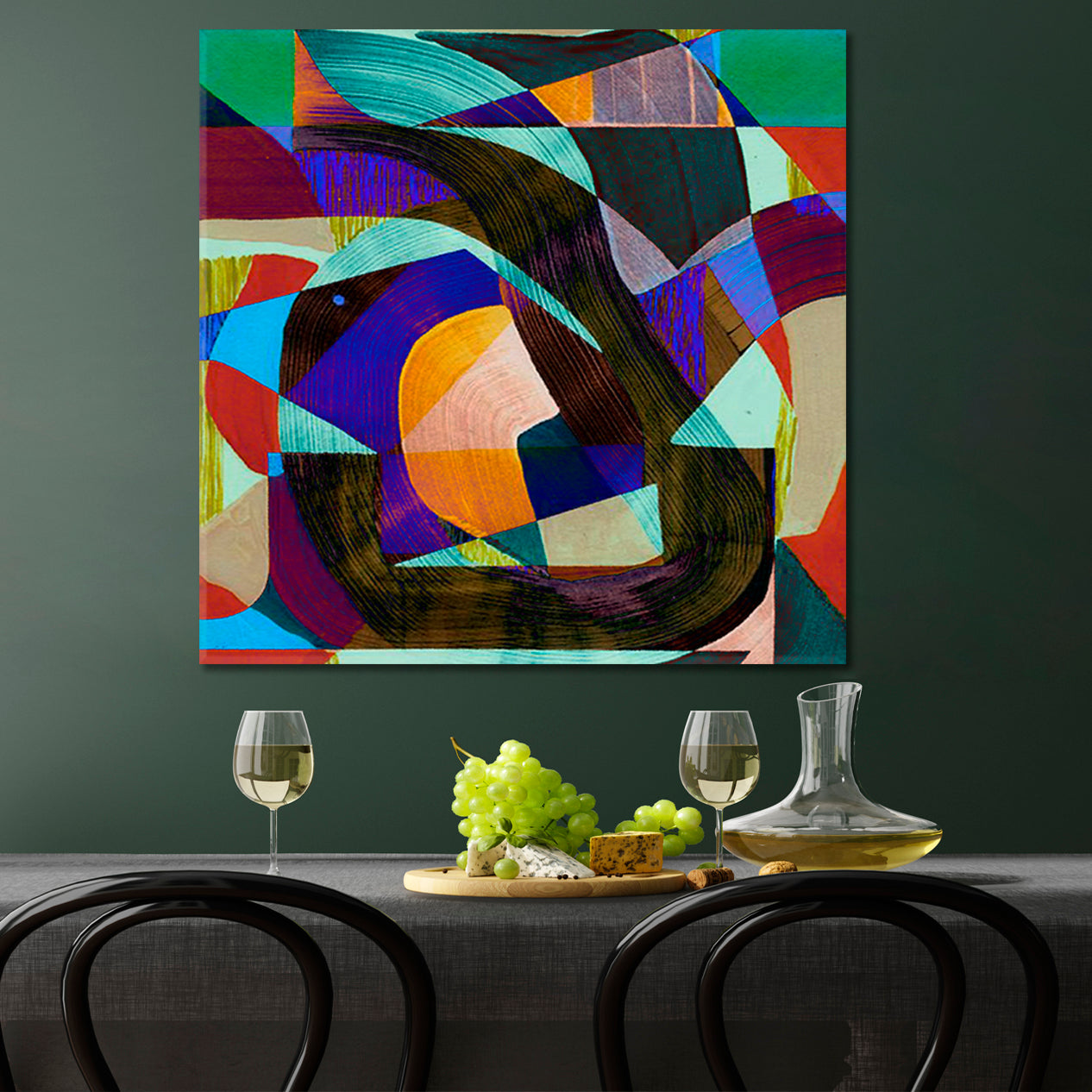 GEOMETRIC Pattern Modern Abstract Trendy Art - Square Panel Abstract Art Print Artesty   