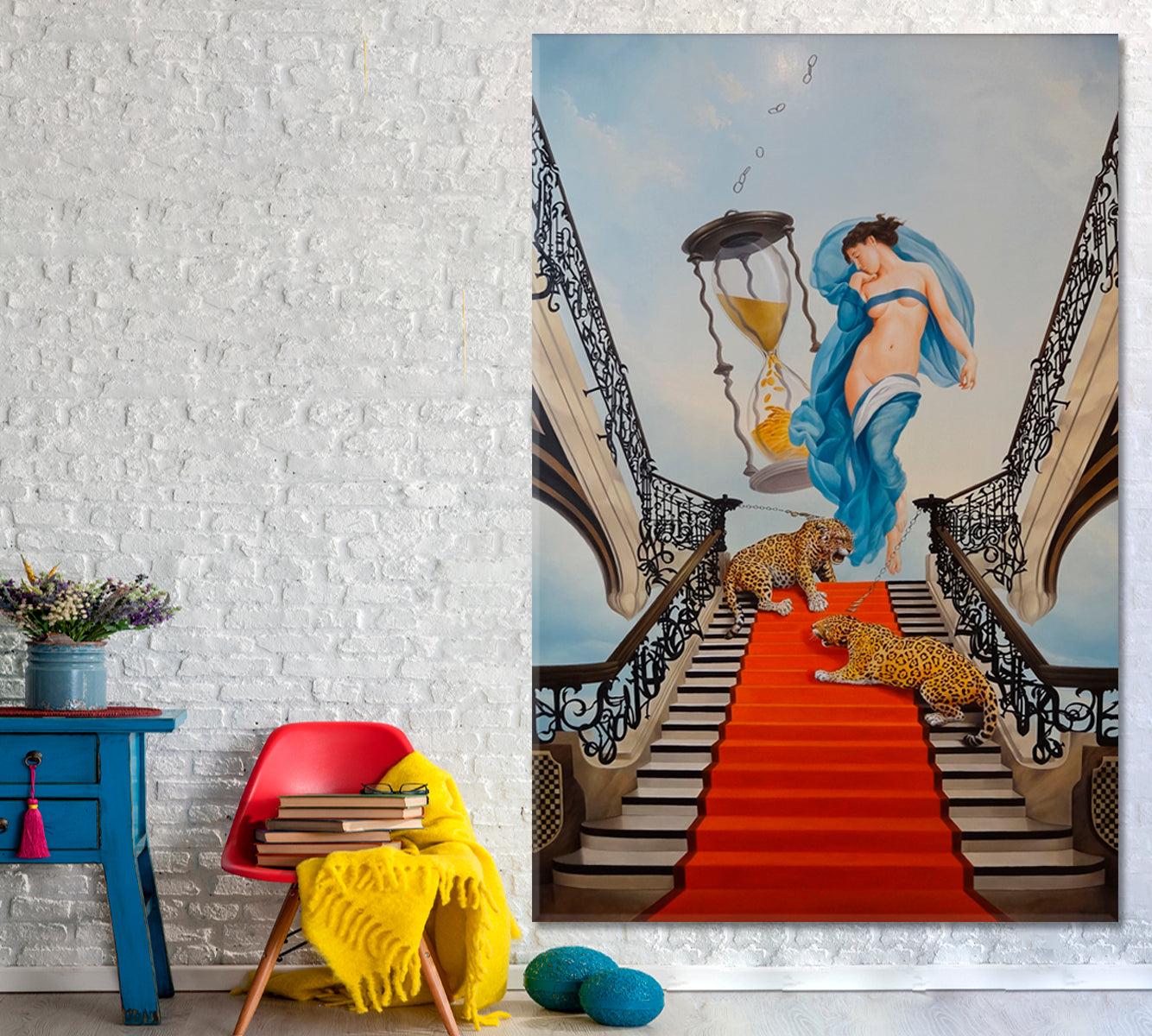 Stairway to Heaven Surrealism Art Dali Style  | Vertical Surreal Fantasy Large Art Print Décor Artesty   
