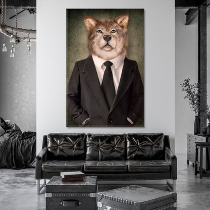 Wolf Man Animal Head Poster Office Wall Art Canvas Print Artesty   