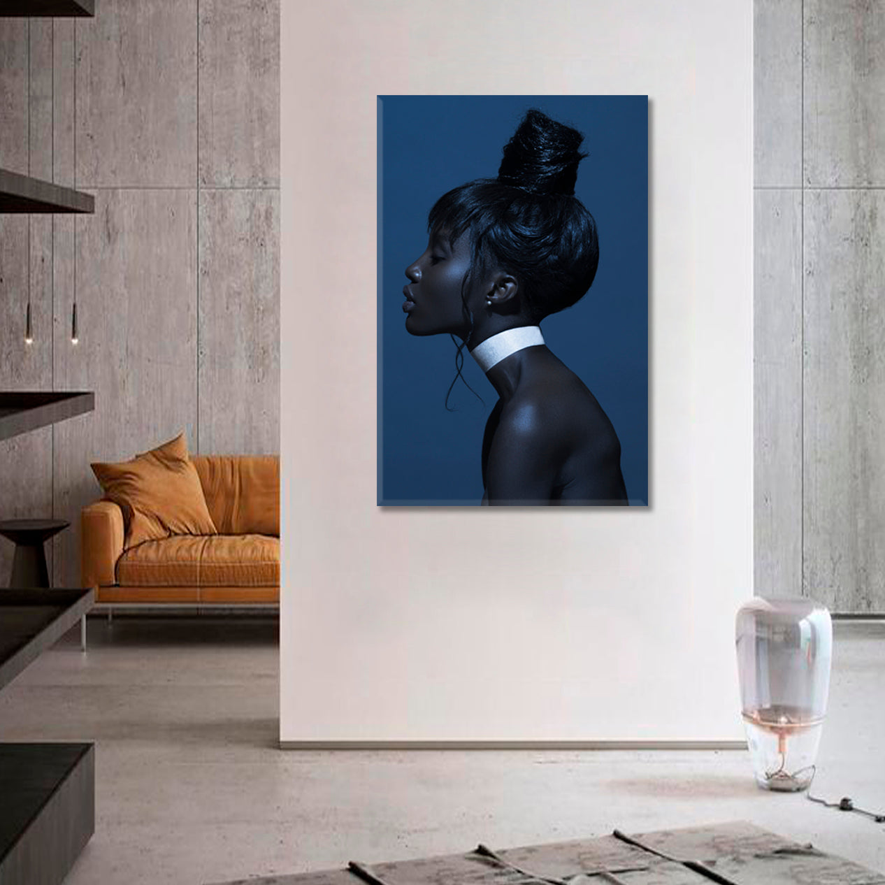 BLUE THOUGHTS Beautiful African American Woman Black Girl - V African Style Canvas Print Artesty   