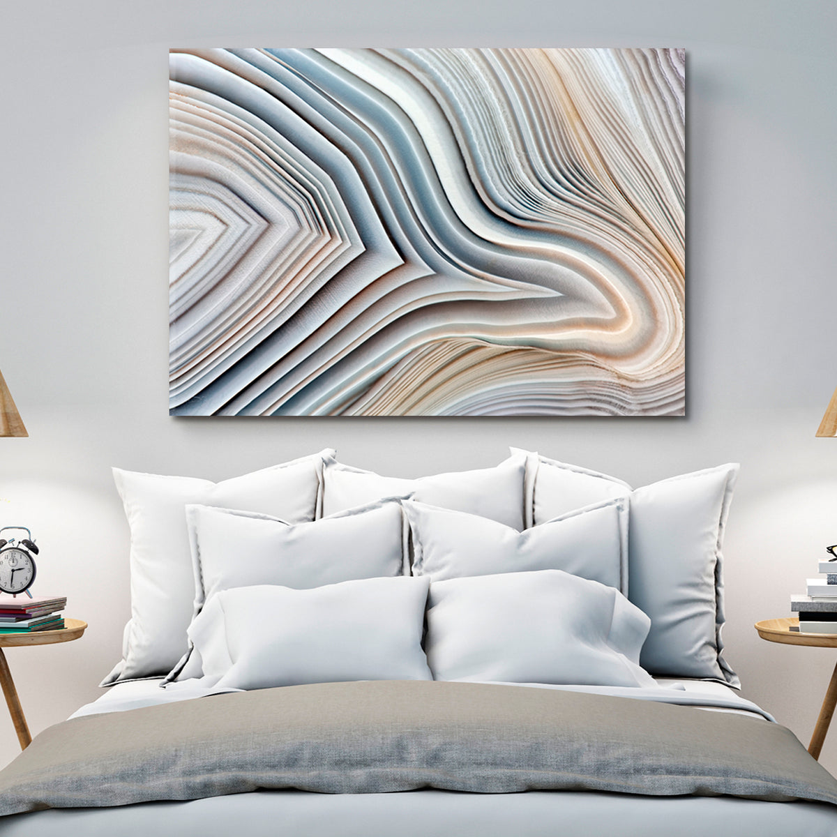 MARBLE ABSTRACT NATURALISM Amazing Agate Banded Crystal Fluid Art, Oriental Marbling Canvas Print Artesty 1 panel 24" x 16" 