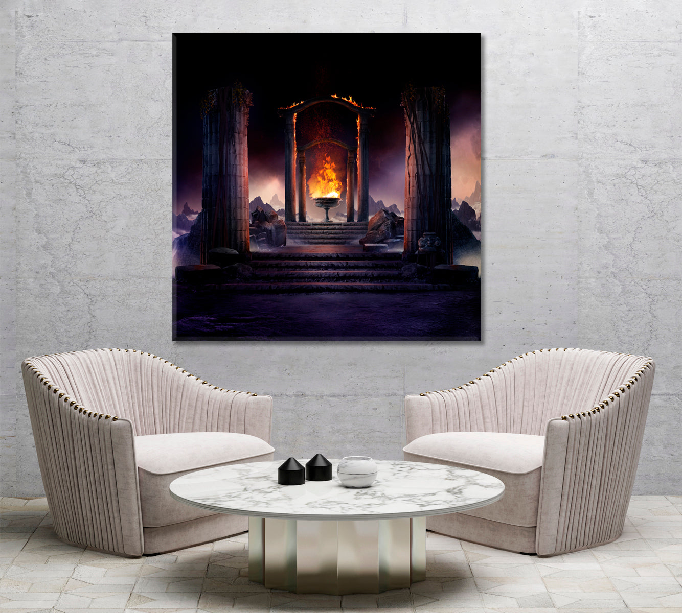 ETERNAL FIRE Ancient Columns Fantasy Landscape Fine Art Artesty   