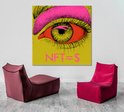 NFT Poster Abstract EYE Mustard Yellow Office Wall Art Canvas Print Artesty   