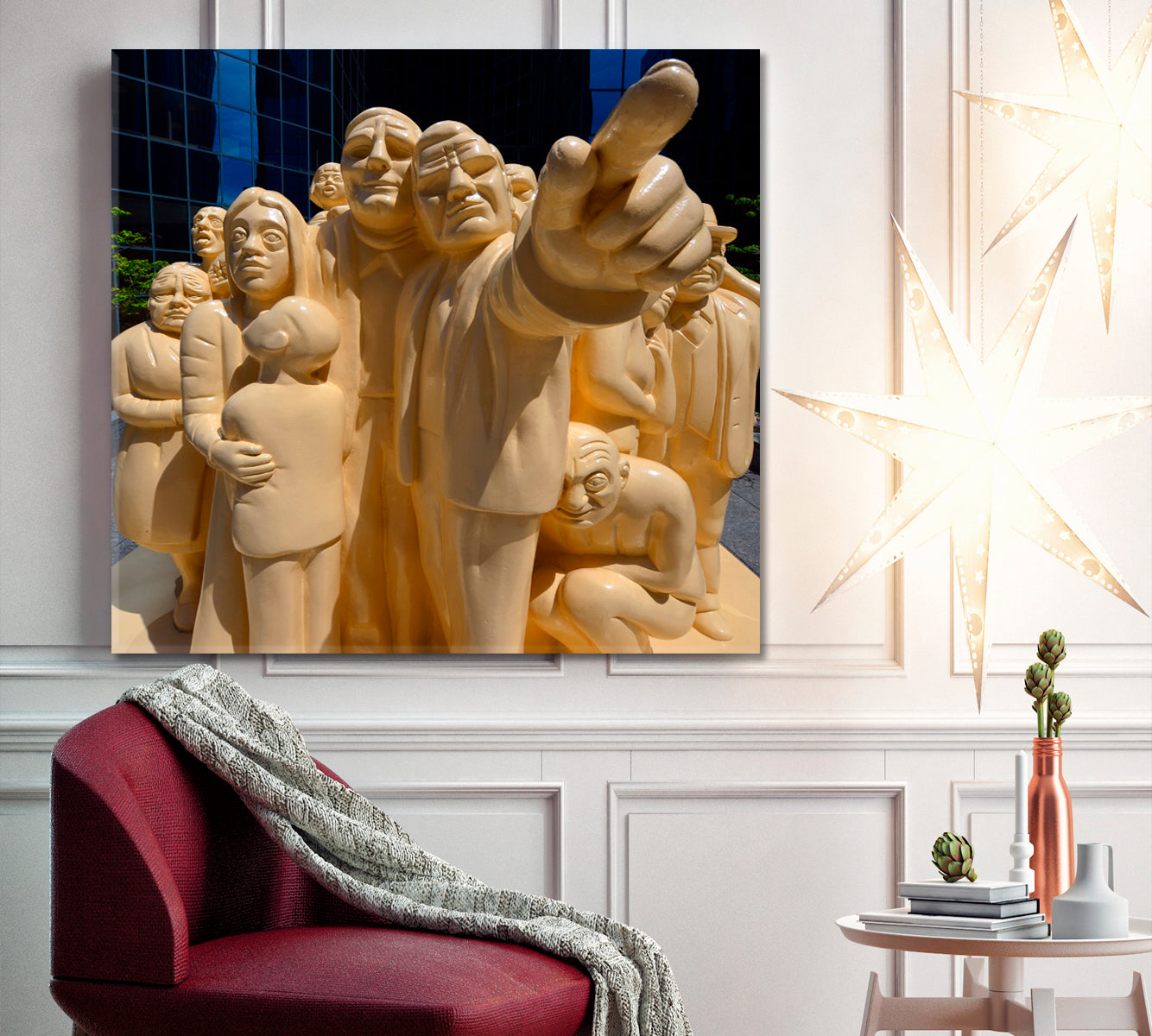 ILLUMINATED CROWD Montreal Canada Urban Architecture - S Cities Wall Art Artesty 1 Panel 12"x12" 