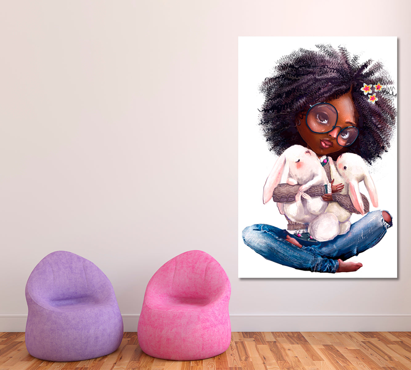 KIDS ART Cute Little Girls Sweet Kids Baby Nursery Home Room Decor Canvas Print | Vertical Kids Room Canvas Art Print Artesty   