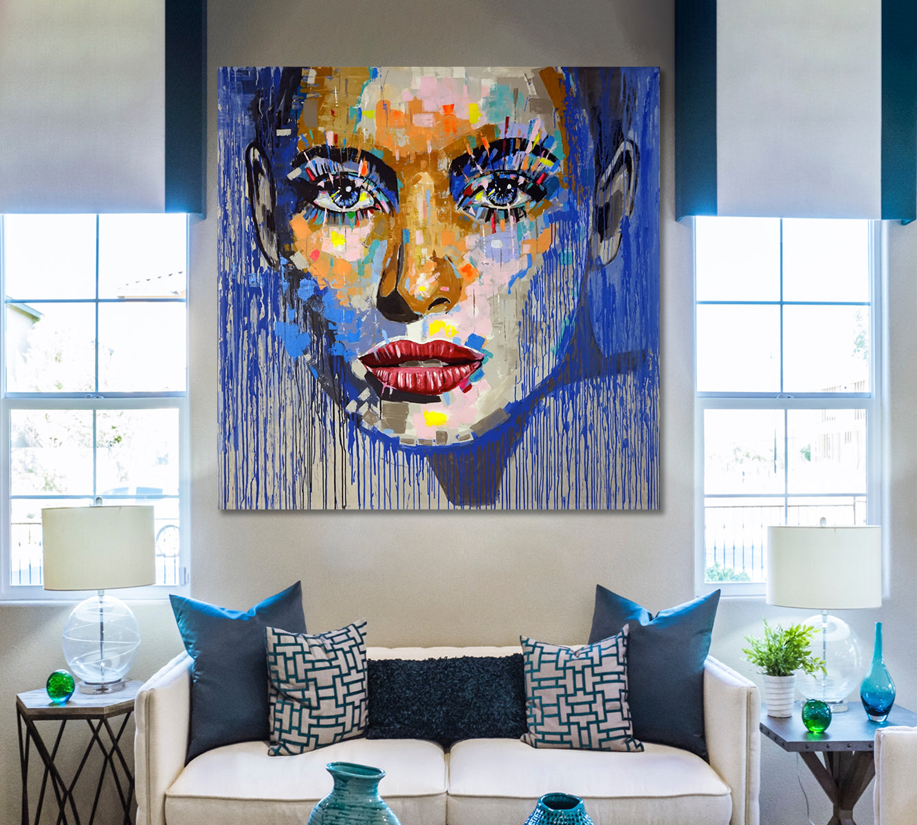 WOMAN Fine Art Modern Grunge Style Trendy | Square Contemporary Art Artesty   