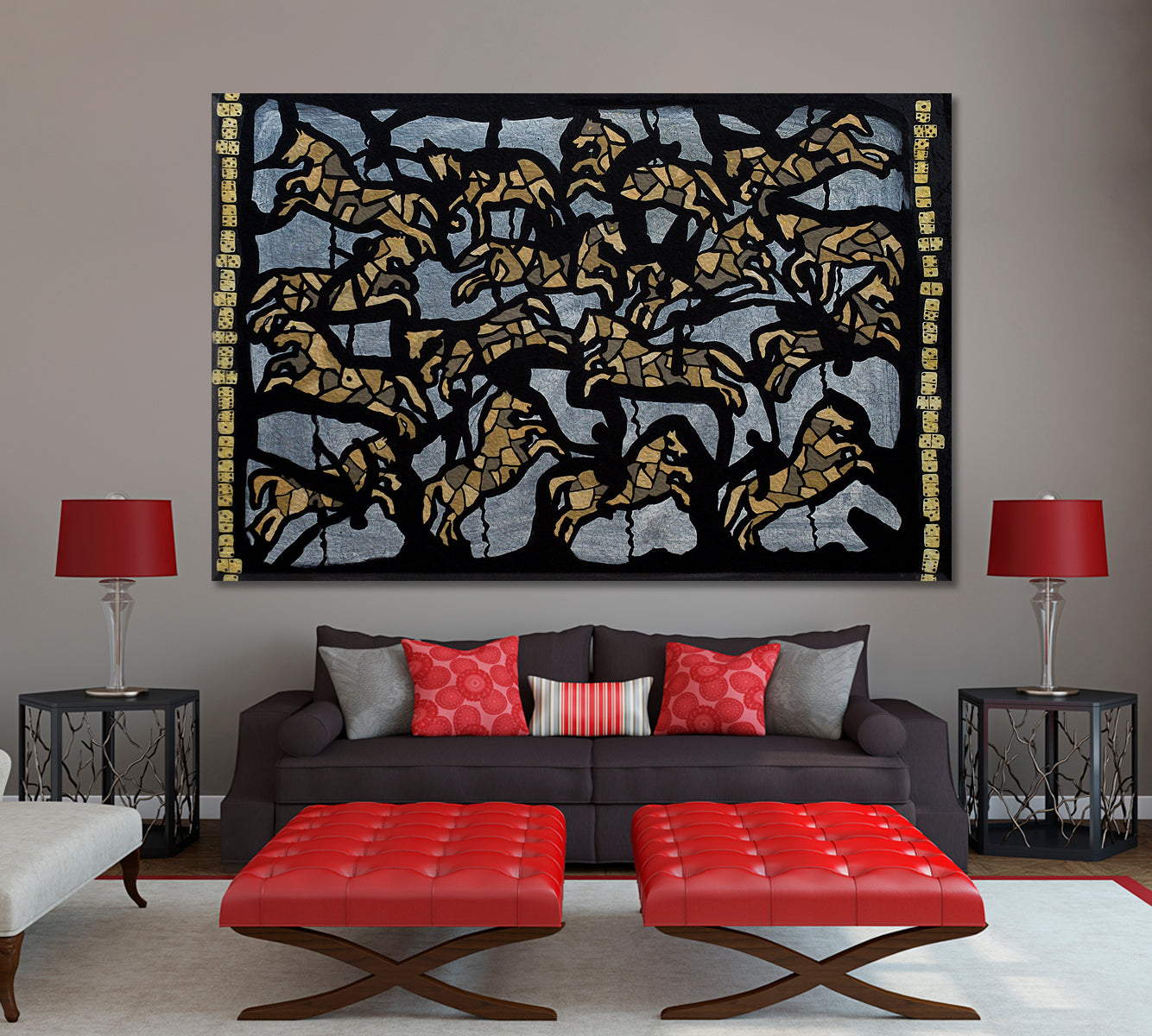 HORSES Abstract Contemporary Ornaments Masterpiece Boho Style Art Contemporary Art Artesty   