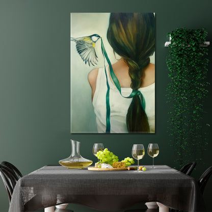 GRACE Morning Woman And Birds Trendy Abstract Surreal Fine Art Artesty   