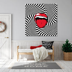 POP ART Abstract Red Open Mouth Poster - Square Pop Art Canvas Print Artesty 1 Panel 12"x12" 
