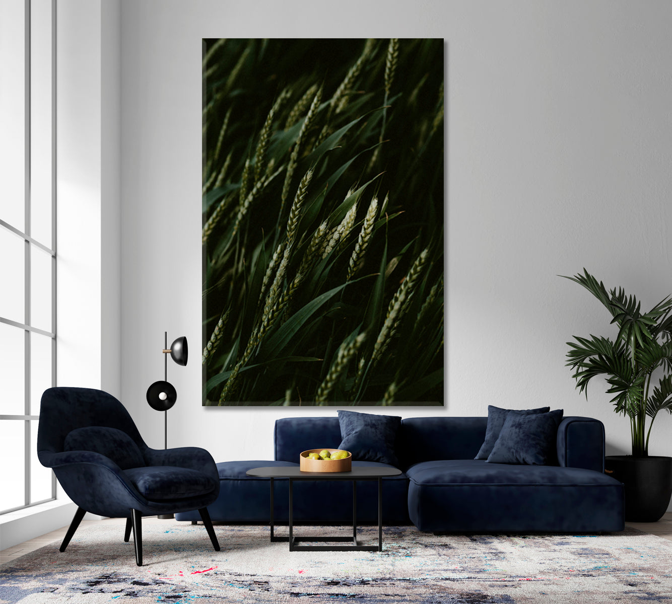 GREEN HOME The Beauty of Green Wheat Sticks Natural Plants Canvas Print - Vertical 1 panel Floral & Botanical Split Art Artesty   