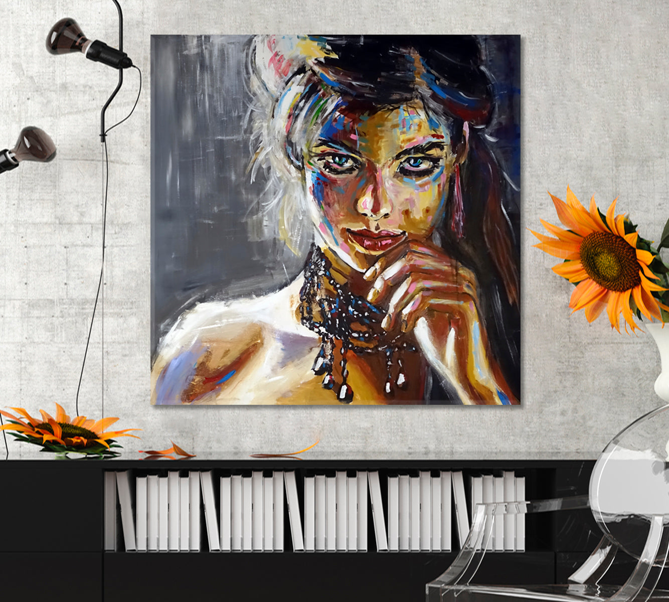 MISS PERFECTION | Fine Art Portrait Woman Grunge Graffiti Style Canvas Print - Square People Portrait Wall Hangings Artesty   