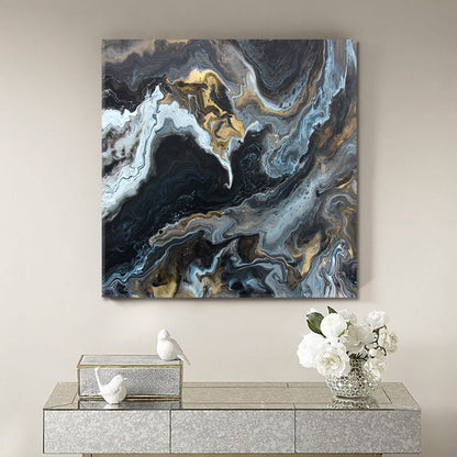 Marble Texture Contemporary Art Fluid Mix Acrylic Painting Trendy Canvas Print - Square Fluid Art, Oriental Marbling Canvas Print Artesty 1 Panel 12"x12" 