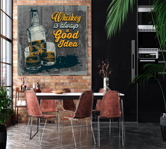 BAR PUB CONCEPT Retro Design Whiskey Glasses Bottle - S Restaurant Modern Wall Art Artesty   